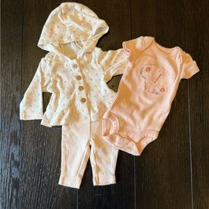 Carter's Preemie Onesie Floral Print 3 piece Set NWOT
